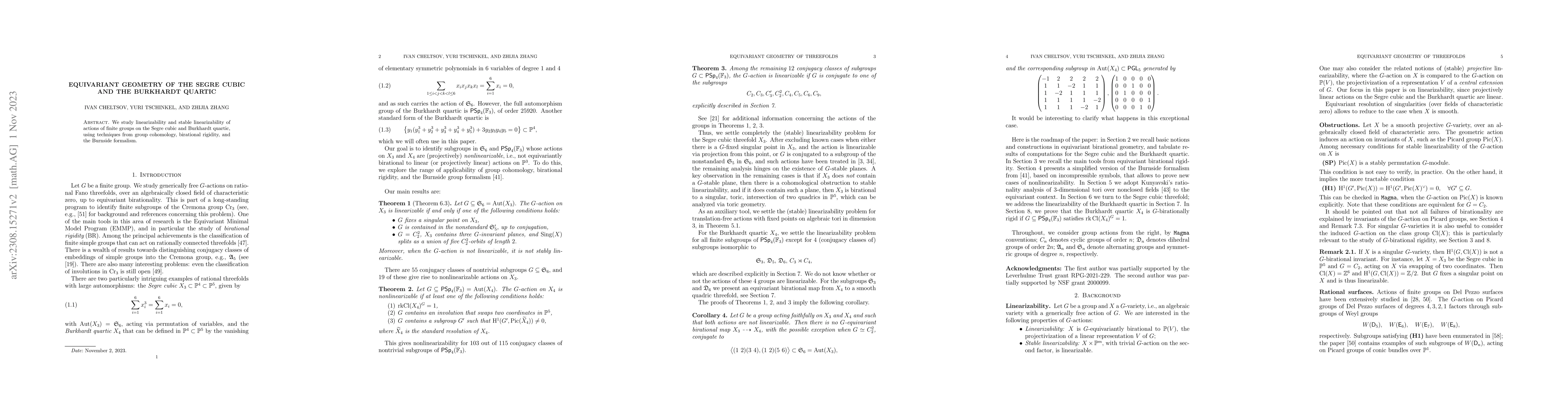 Thumbnail for Equivariant geometry of the Segre cubic and the Burkhardt quartic