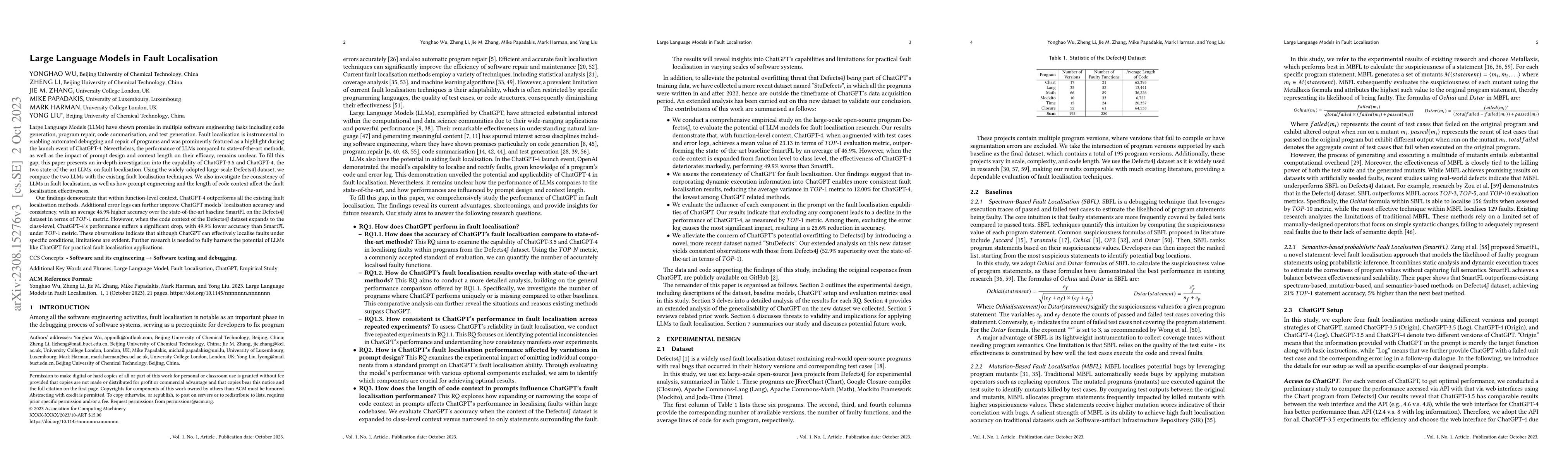 Thumbnail for Large Language Models in Fault Localisation