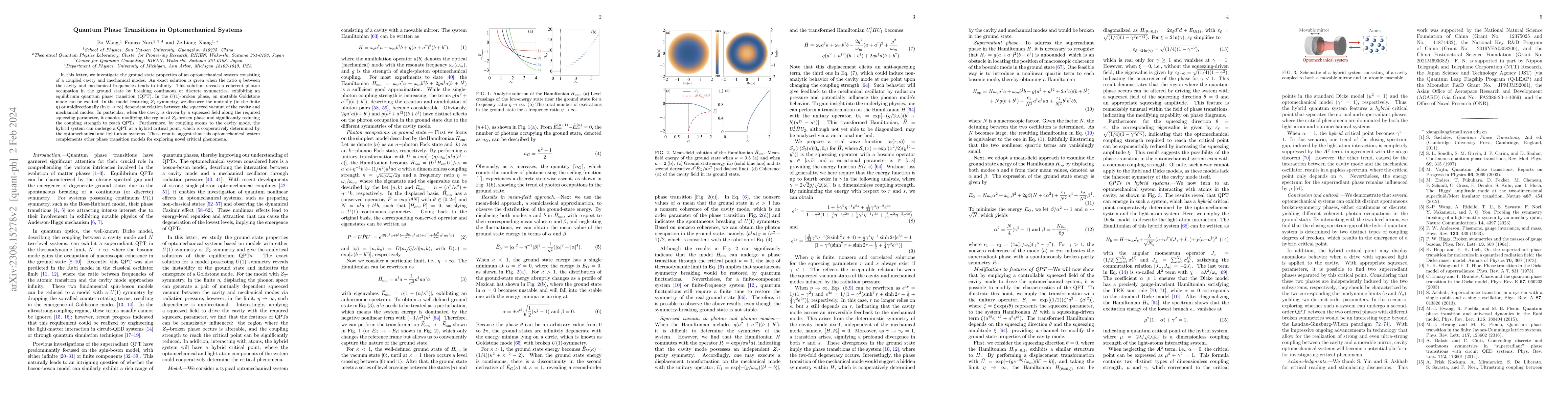 Thumbnail for Quantum Phase Transitions in Optomechanical Systems
