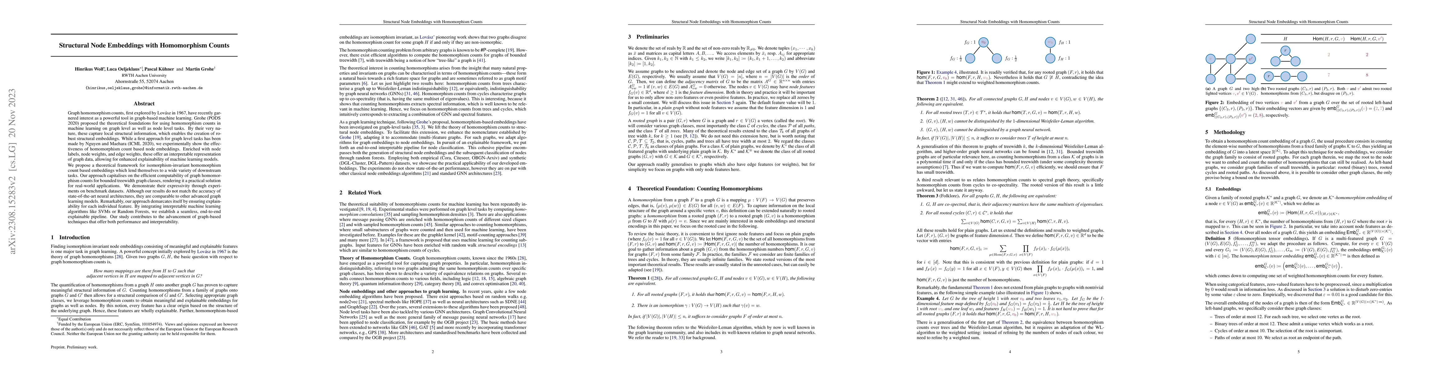 Thumbnail for Structural Node Embeddings with Homomorphism Counts