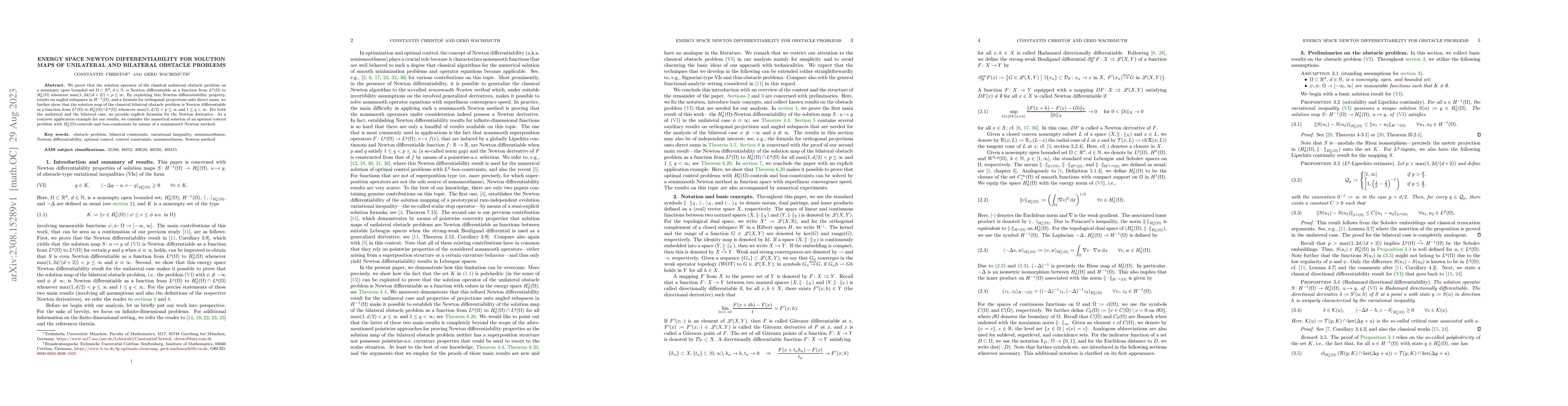 Thumbnail for Energy Space Newton Differentiability for Solution Maps of Unilateral
  and Bilateral Obstacle Problems