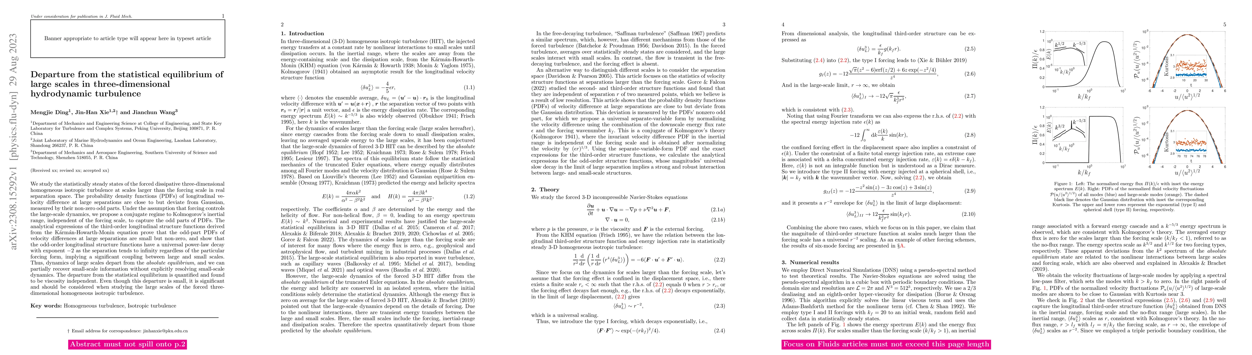 Thumbnail for Departure from the statistical equilibrium of large scales in
  three-dimensional hydrodynamic turbulence
