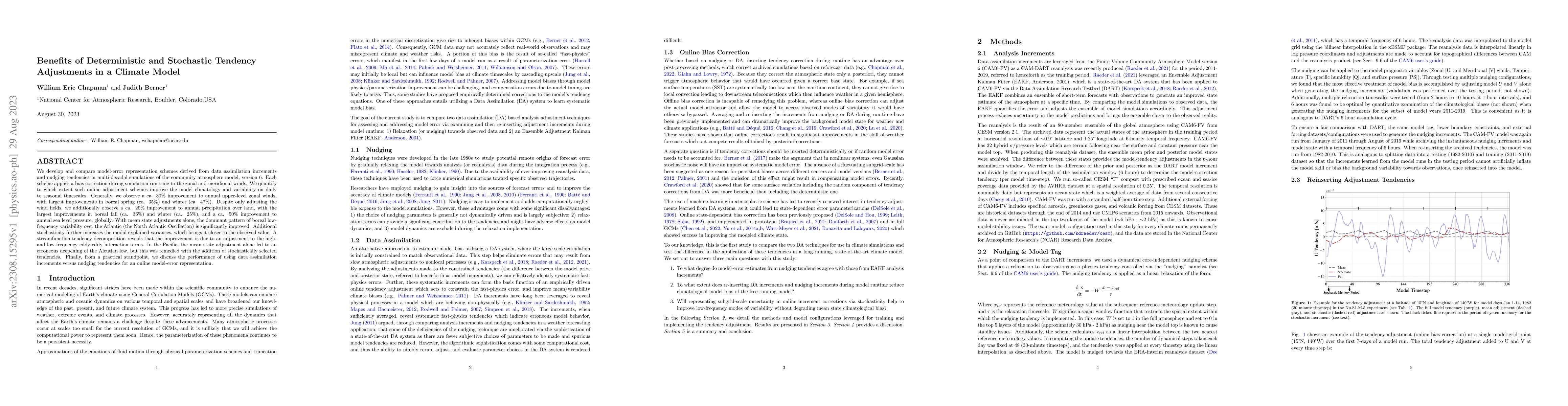 Thumbnail for Benefits of Deterministic and Stochastic Tendency Adjustments in a
  Climate Model