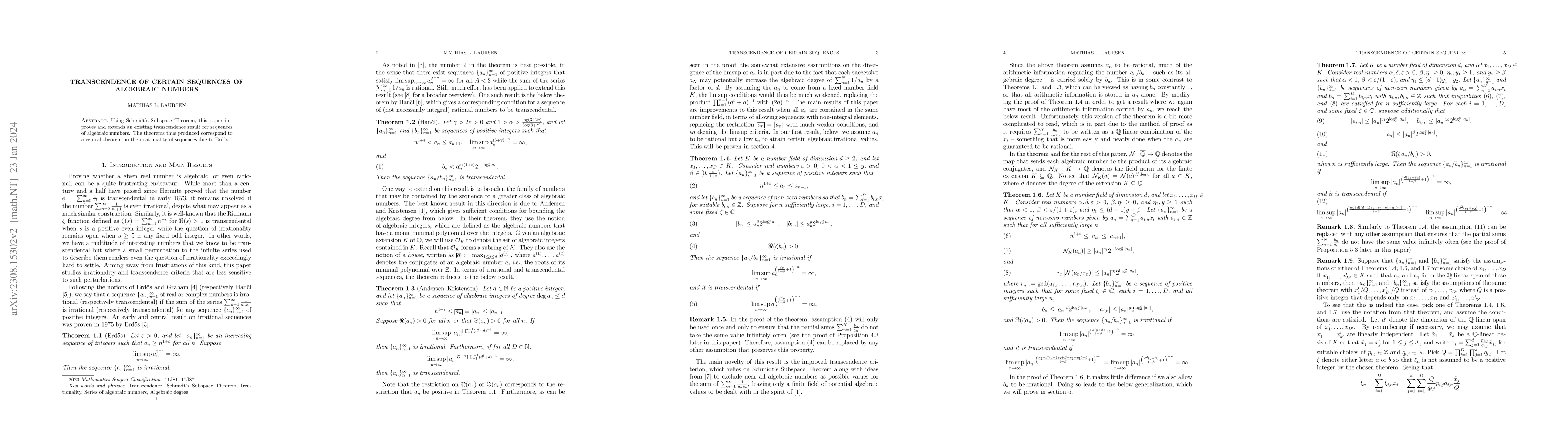 Thumbnail for Transcendence of certain sequences of algebraic numbers