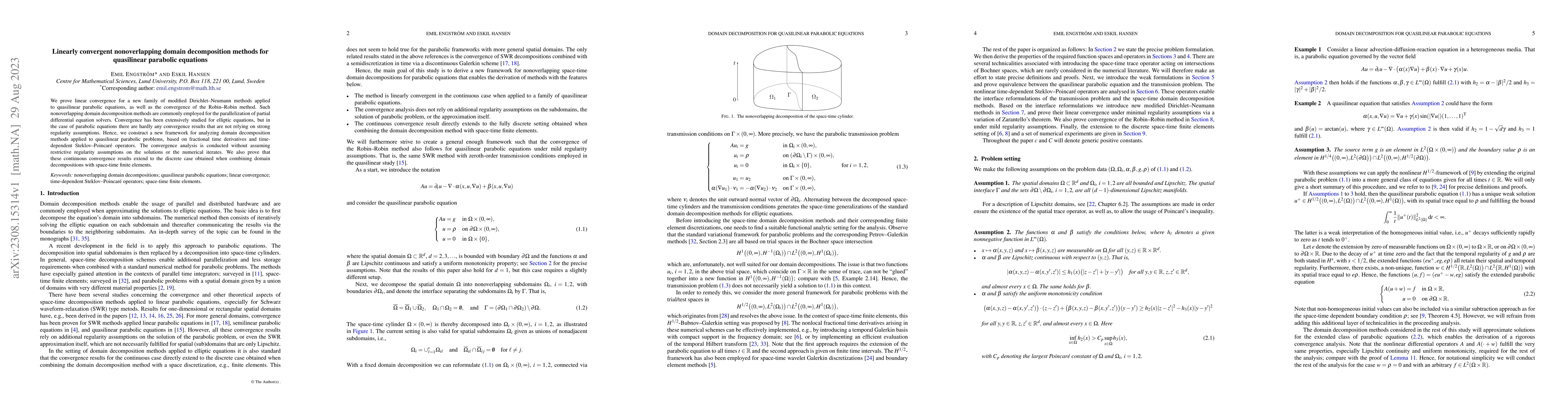 Thumbnail for Linearly convergent nonoverlapping domain decomposition methods for
  quasilinear parabolic equations