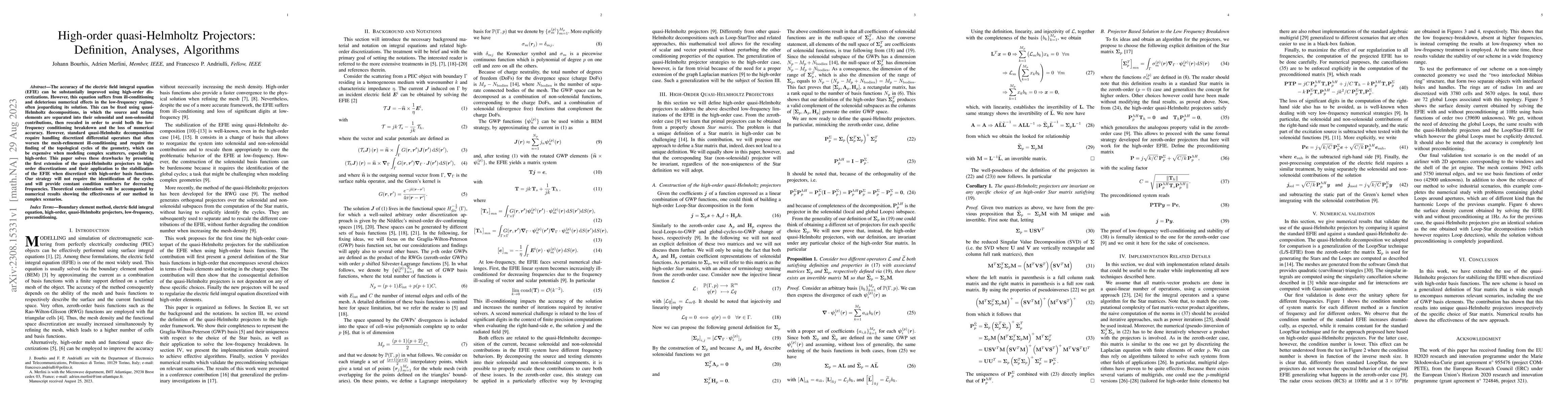 Thumbnail for High-order quasi-Helmholtz Projectors: Definition, Analyses, Algorithms