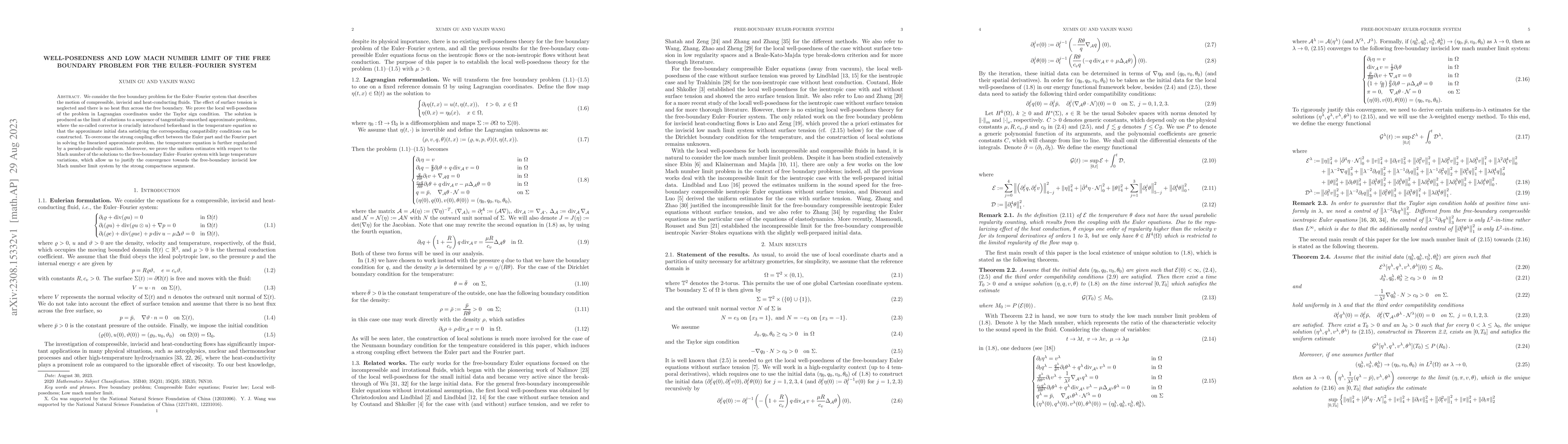 Thumbnail for Well-posedness and Low Mach Number Limit of the Free Boundary Problem
  for the Euler--Fourier System