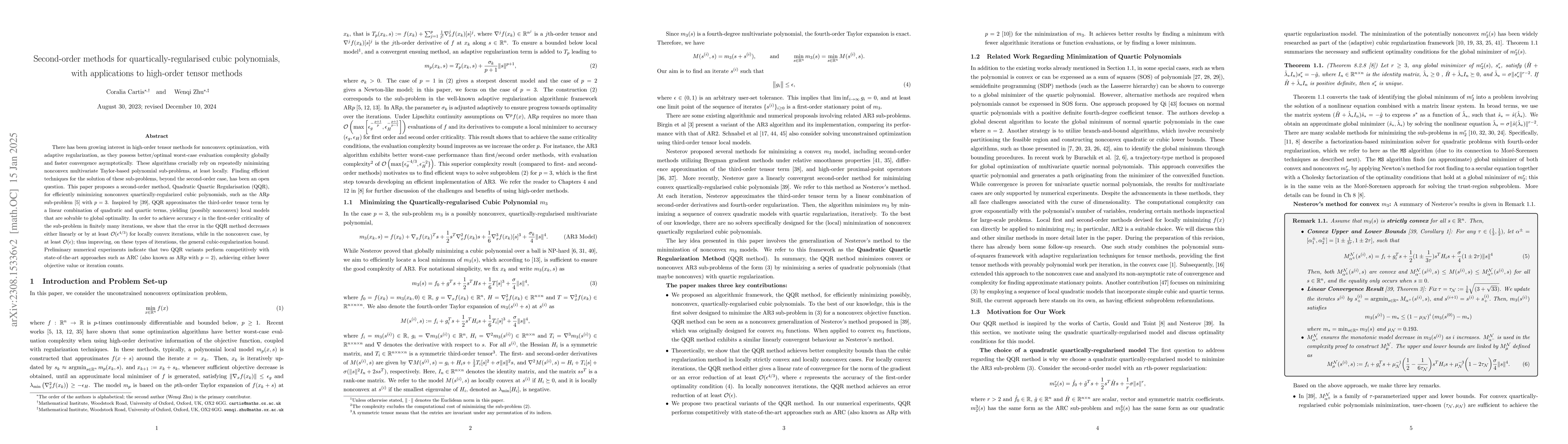 Thumbnail for Second-order methods for quartically-regularised cubic polynomials, with
  applications to high-order tensor methods