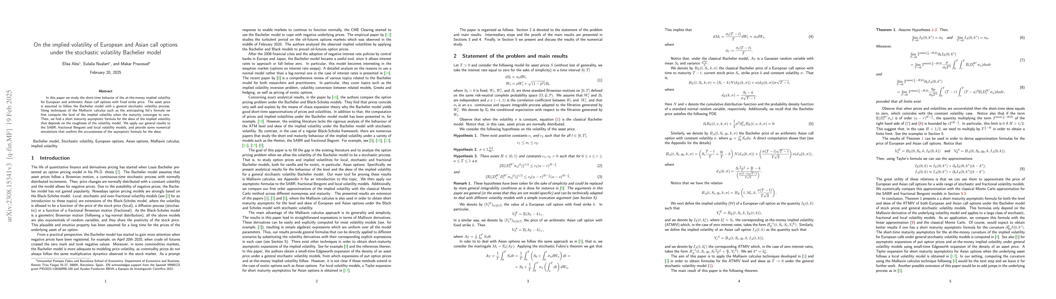 Thumbnail for On the implied volatility of European and Asian call options under the
  stochastic volatility Bachelier model