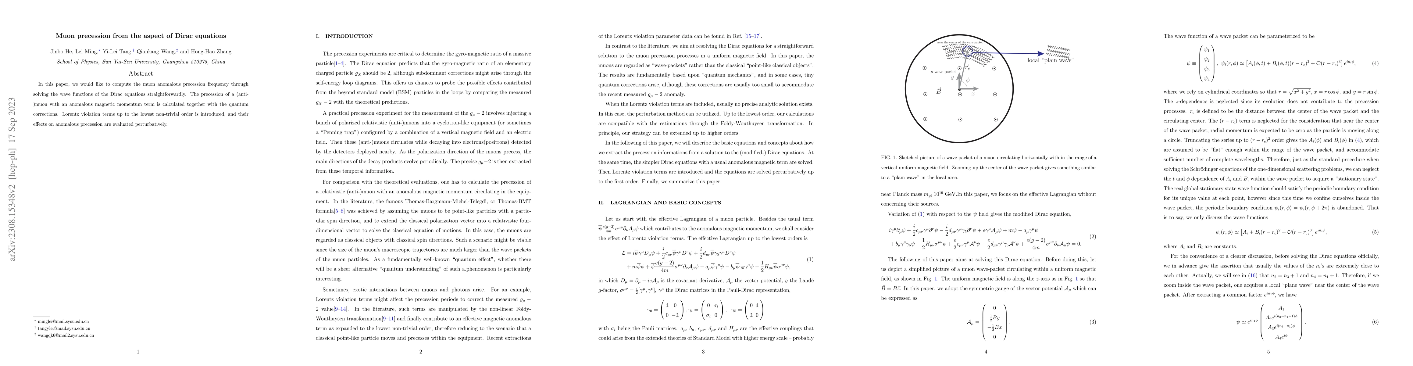 Thumbnail for Muon precession from the aspect of Dirac equations