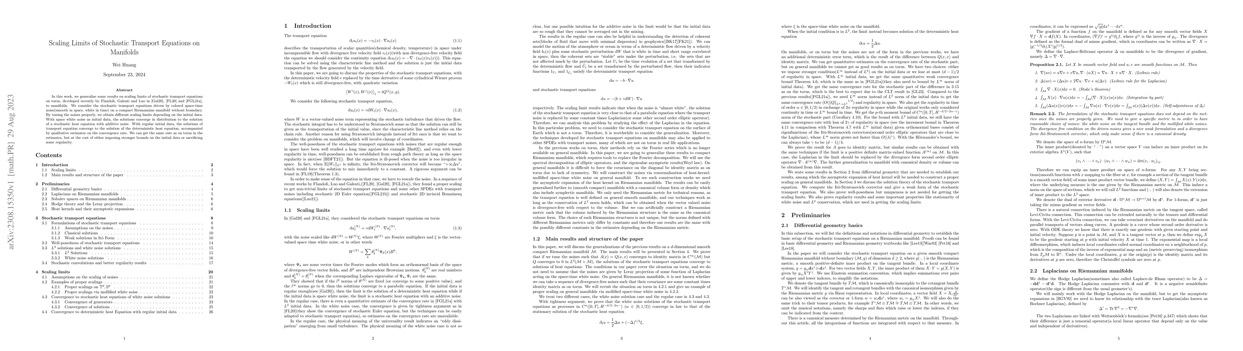 Thumbnail for Scaling Limits of Stochastic Transport Equations on Manifolds