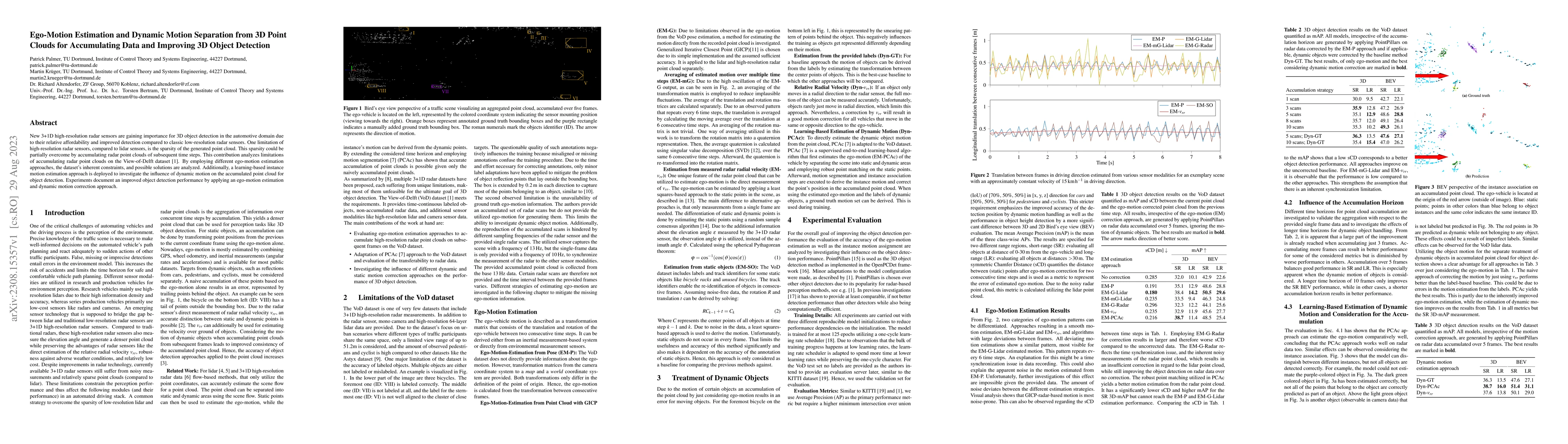 Thumbnail for Ego-Motion Estimation and Dynamic Motion Separation from 3D Point Clouds
  for Accumulating Data and Improving 3D Object Detection