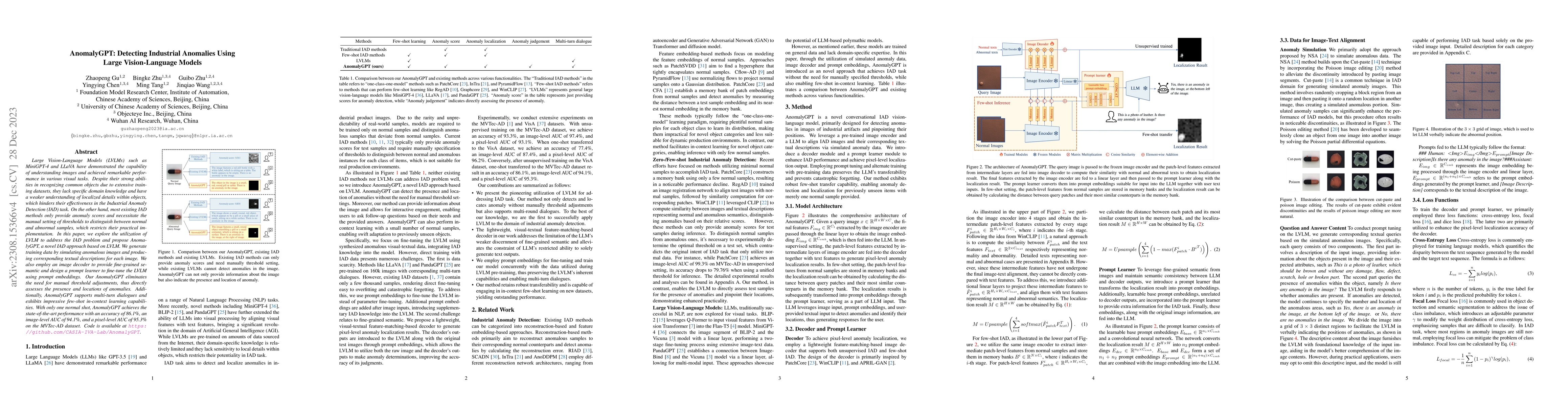Thumbnail for AnomalyGPT: Detecting Industrial Anomalies Using Large Vision-Language
  Models