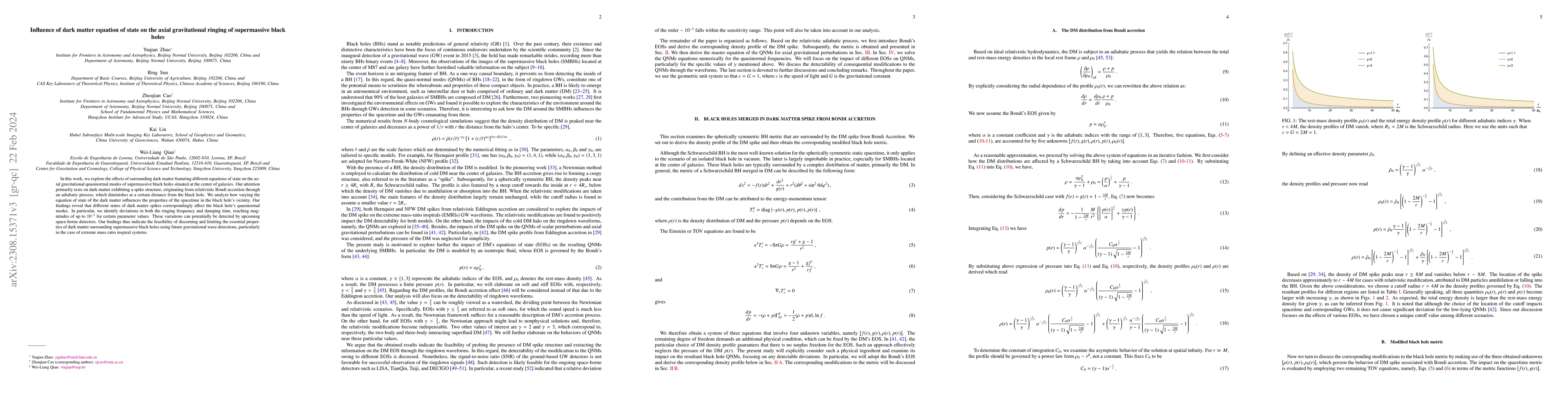 Thumbnail for Influence of dark matter equation of state on the axial gravitational
  ringing of supermassive black holes