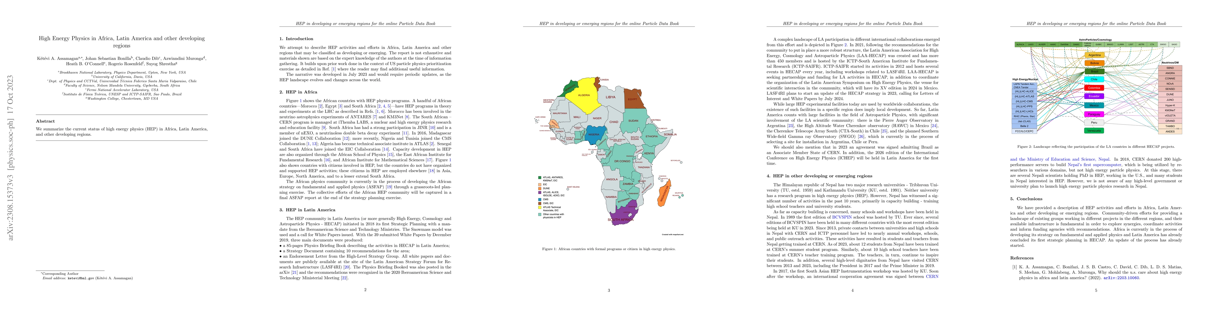 Thumbnail for High Energy Physics in Africa, Latin America and other developing
  regions