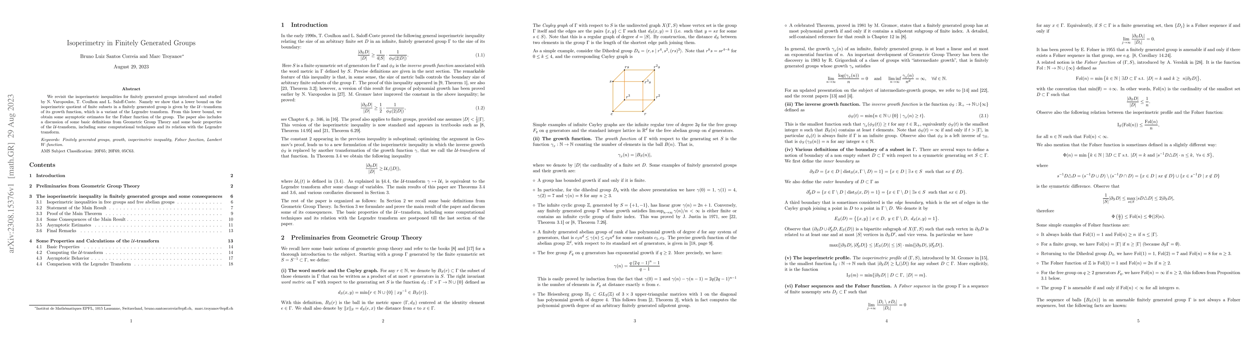 Thumbnail for Isoperimetry in Finitely Generated Groups