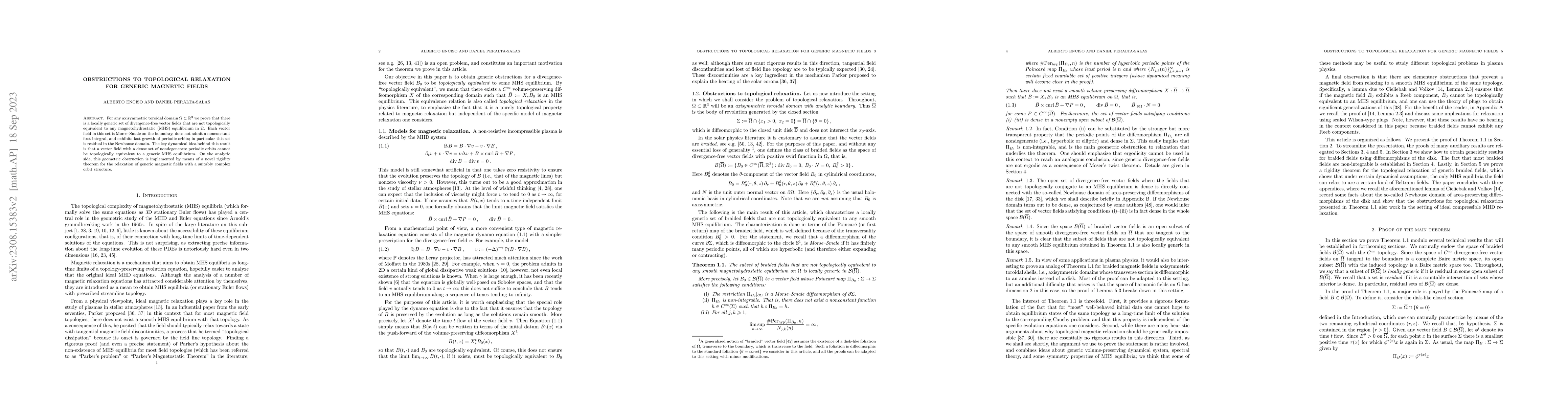 Thumbnail for Obstructions to topological relaxation for generic magnetic fields