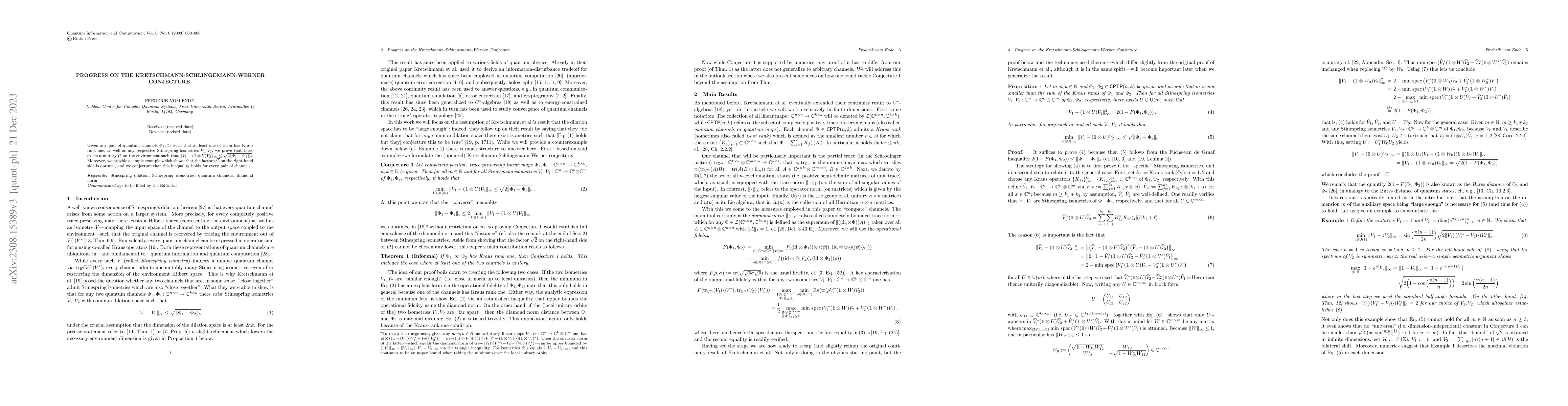 Thumbnail for Progress on the Kretschmann-Schlingemann-Werner Conjecture