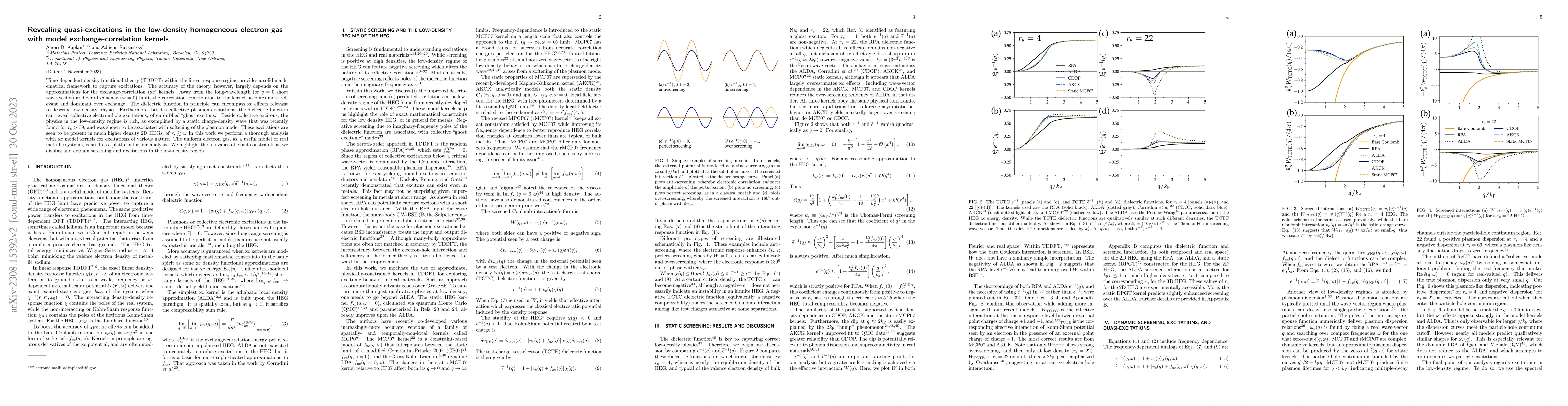Thumbnail for Revealing quasi-excitations in the low-density homogeneous electron gas
  with model exchange-correlation kernels