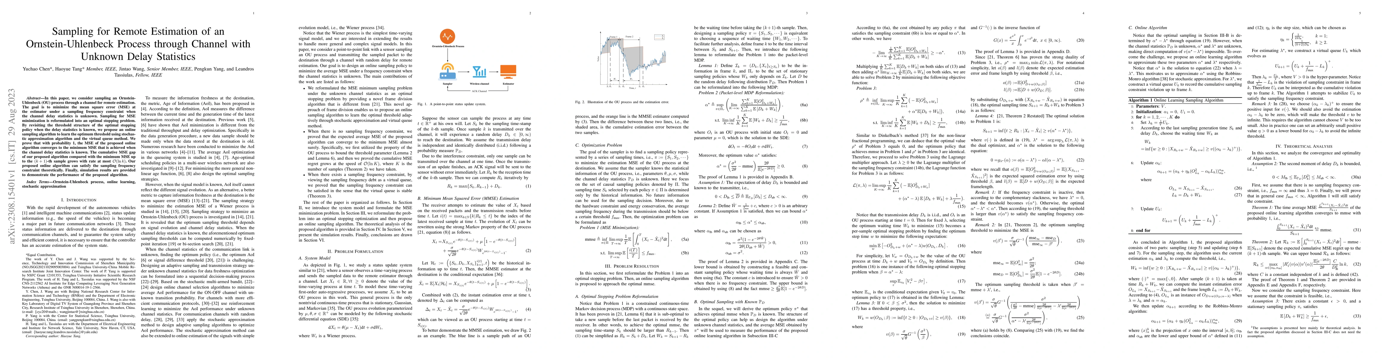 Thumbnail for Sampling for Remote Estimation of an Ornstein-Uhlenbeck Process through
  Channel with Unknown Delay Statistics