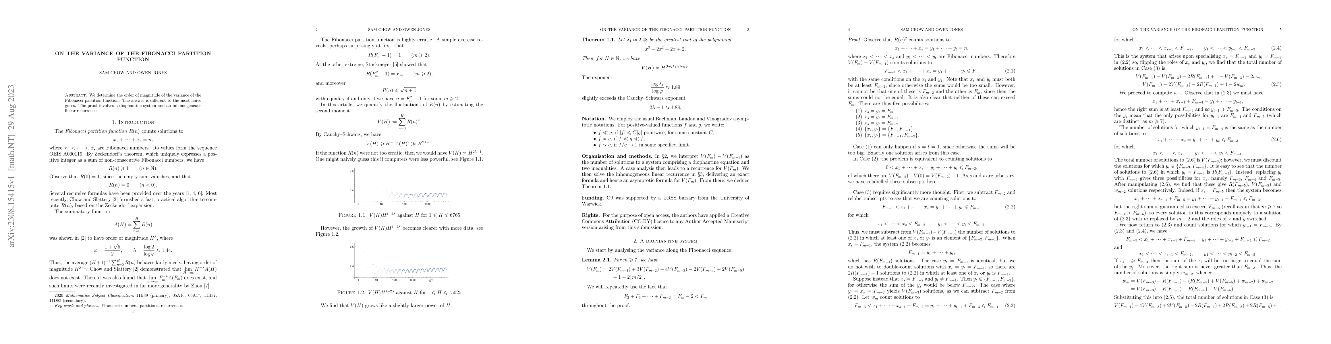 Thumbnail for On the variance of the Fibonacci partition function