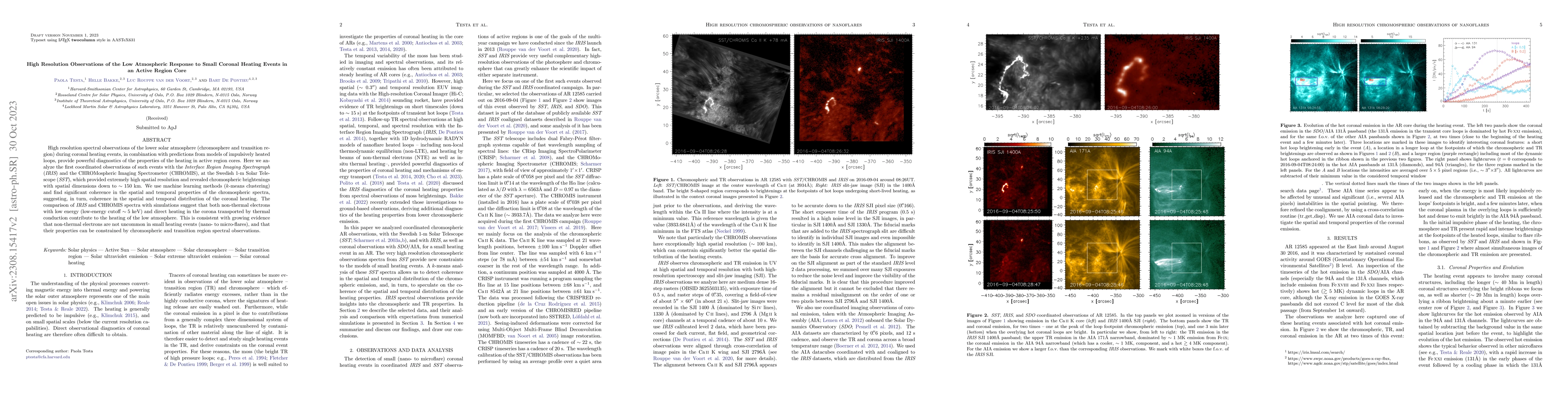 Thumbnail for High Resolution Observations of the Low Atmospheric Response to Small
  Coronal Heating Events in an Active Region Core