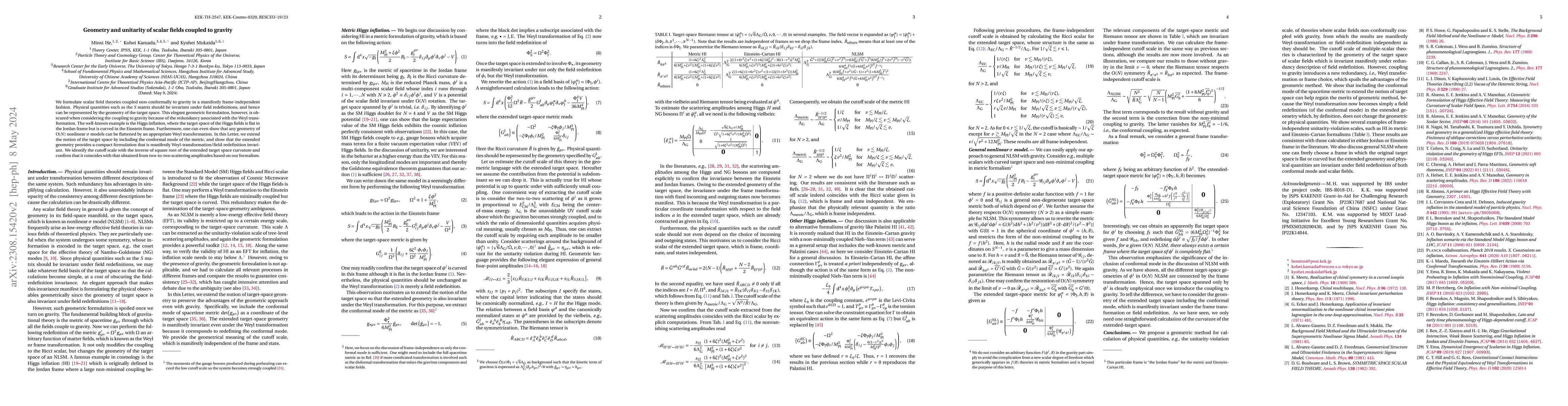 Thumbnail for Geometry and unitarity of scalar fields coupled to gravity