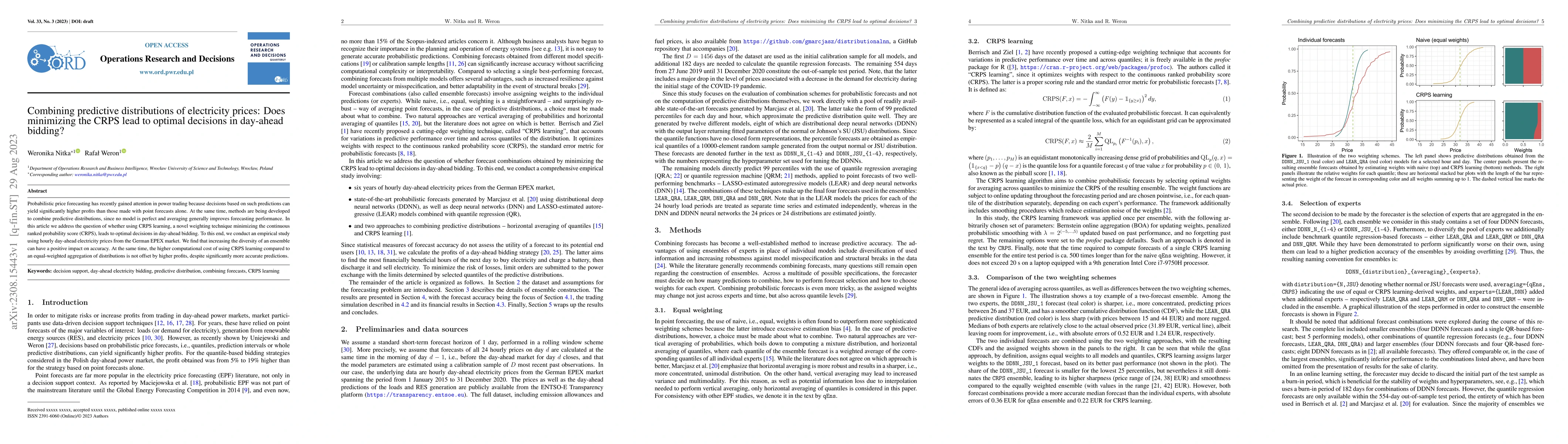 Thumbnail for Combining predictive distributions of electricity prices: Does
  minimizing the CRPS lead to optimal decisions in day-ahead bidding?