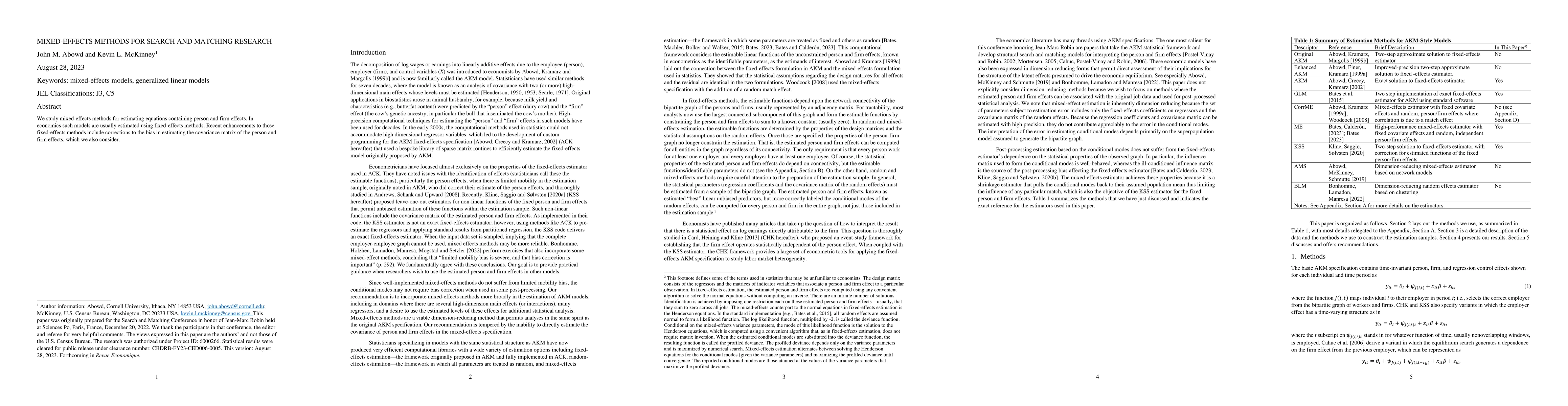 Thumbnail for Mixed-Effects Methods for Search and Matching Research