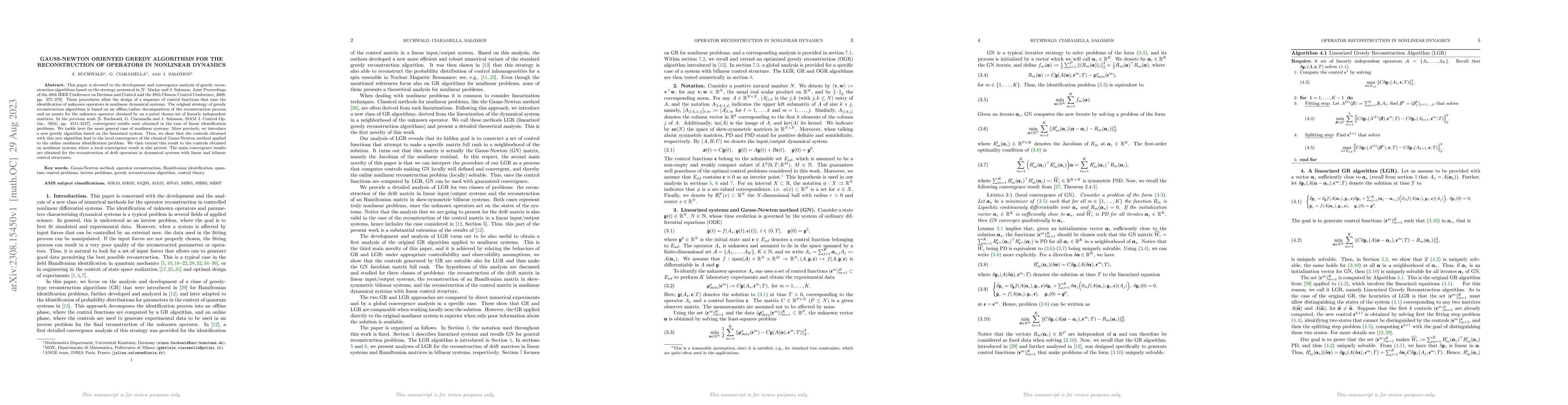 Thumbnail for Gauss-Newton oriented greedy algorithms for the reconstruction of
  operators in nonlinear dynamics