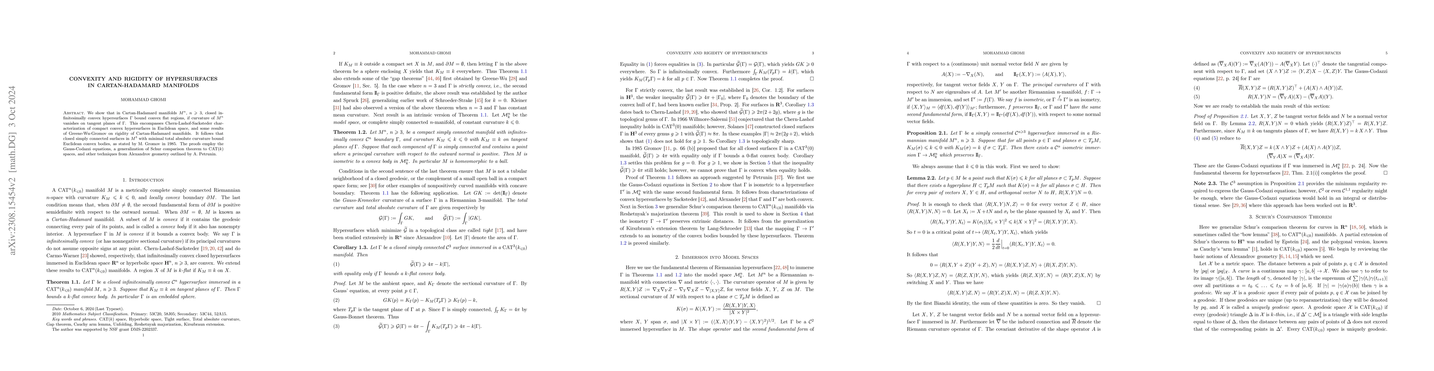 Thumbnail for Convexity and rigidity of hypersurfaces in Cartan-Hadamard manifolds