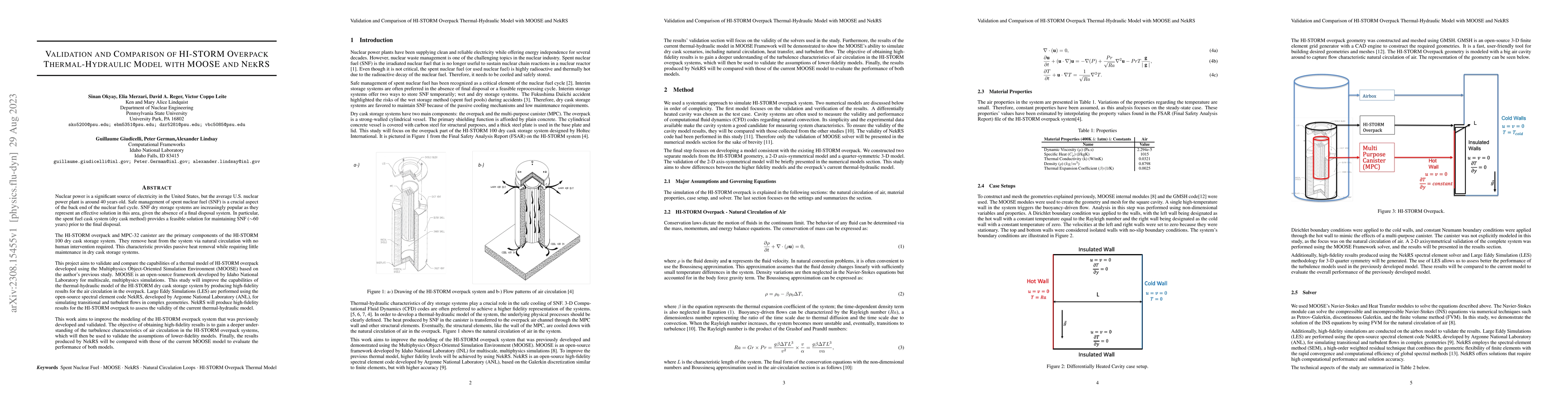 Thumbnail for Validation and Comparison of HI-STORM Overpack Thermal-Hydraulic Model
  with MOOSE and NekRS