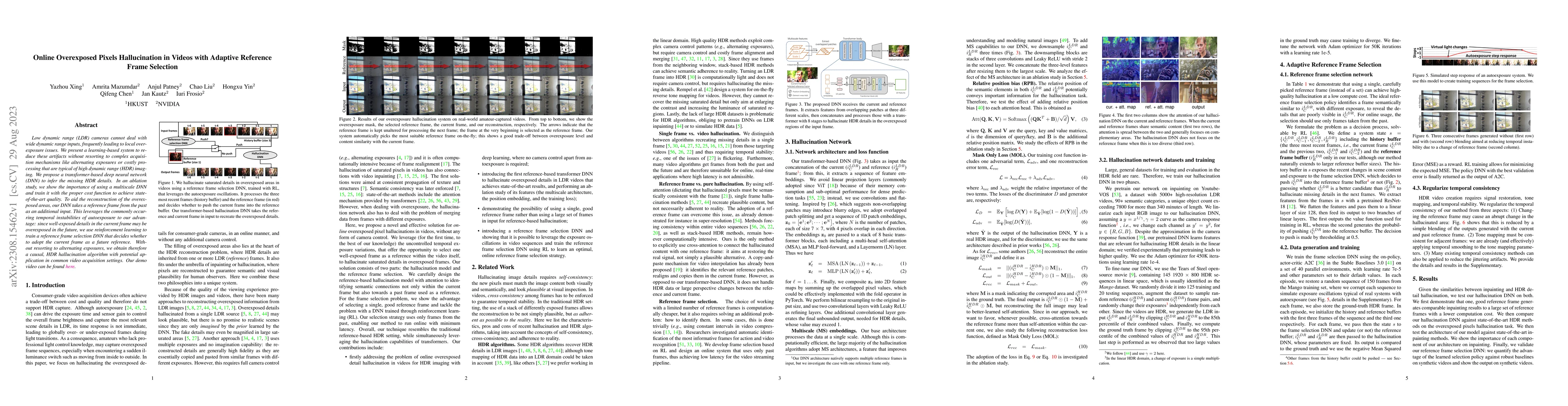 Thumbnail for Online Overexposed Pixels Hallucination in Videos with Adaptive
  Reference Frame Selection
