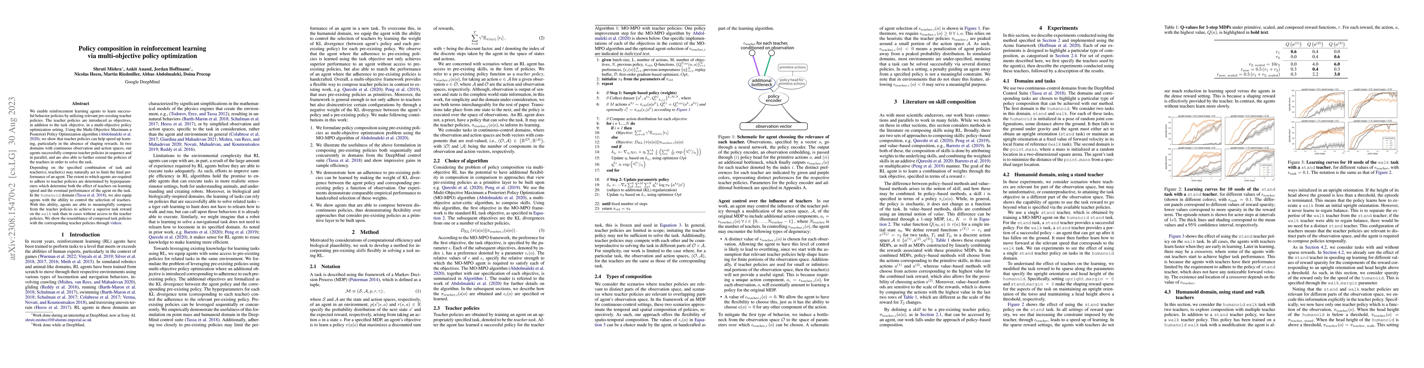 Thumbnail for Policy composition in reinforcement learning via multi-objective policy
  optimization