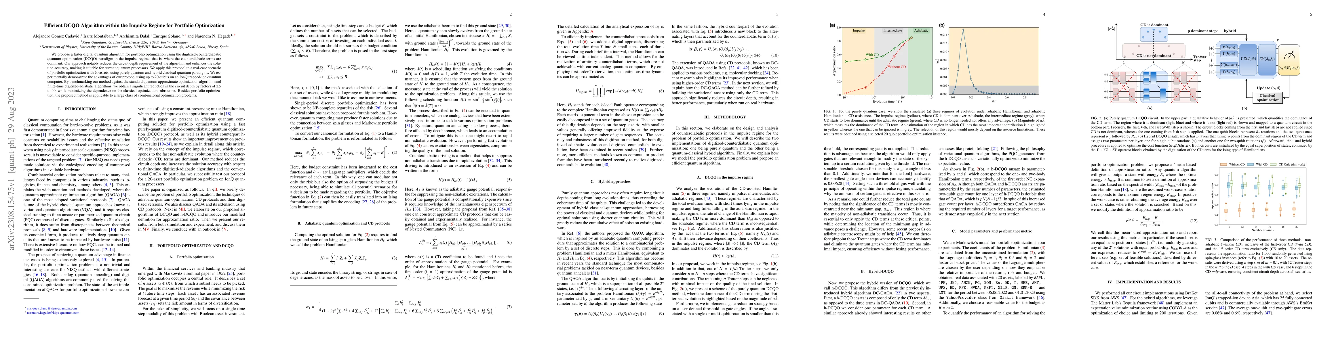 Thumbnail for Efficient DCQO Algorithm within the Impulse Regime for Portfolio
  Optimization