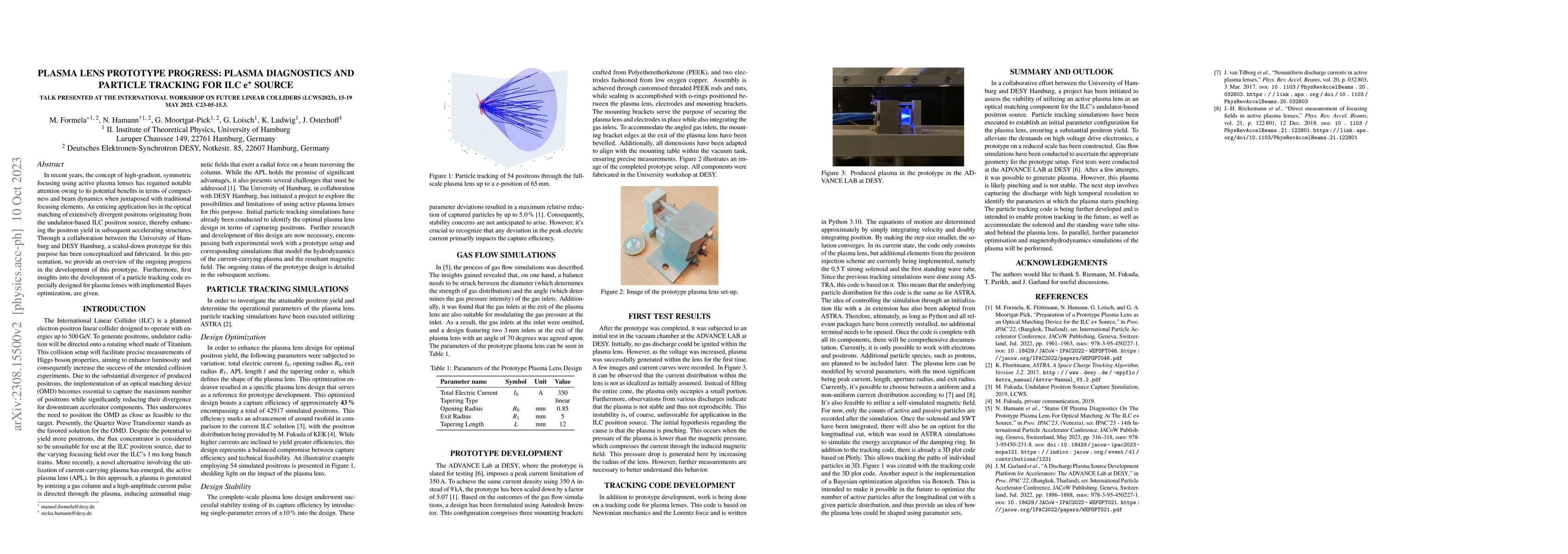 Thumbnail for Plasma Lens Prototype Progress: Plasma Diagnostics And Particle Tracking
  For ILC e+ Source