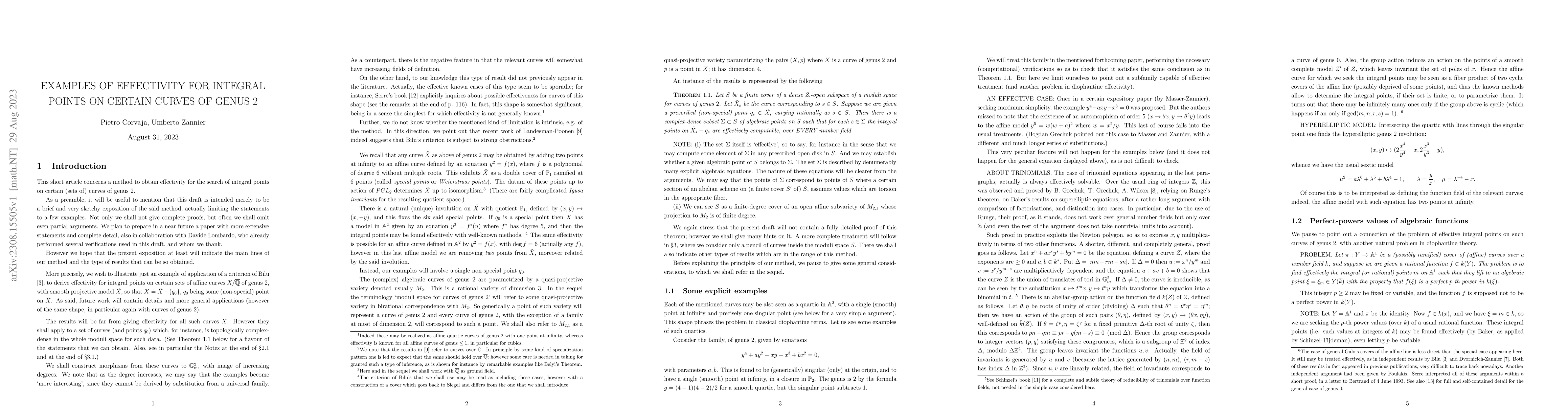 Thumbnail for Examples of effectivity for integral points on certain curves of genus 2