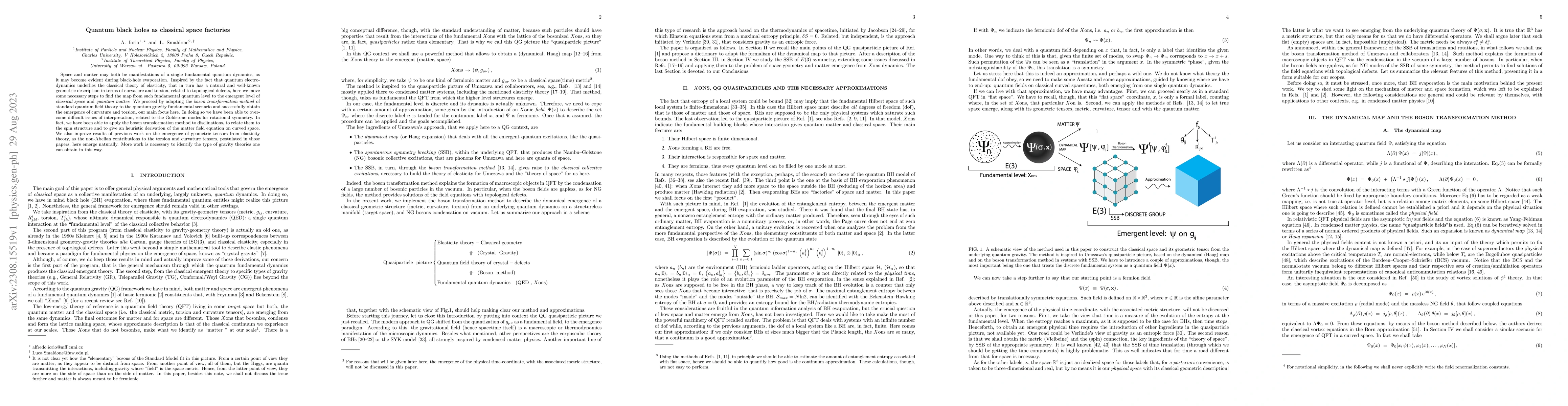 Thumbnail for Quantum black holes as classical space factories