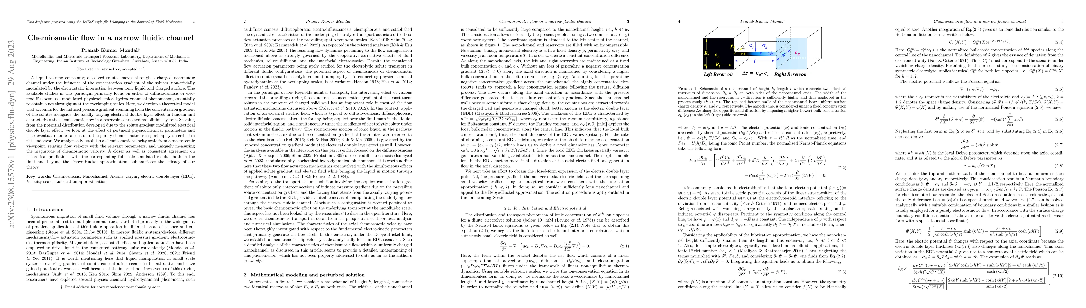 Thumbnail for Chemiosomotic flow in a narrow fluidic channel
