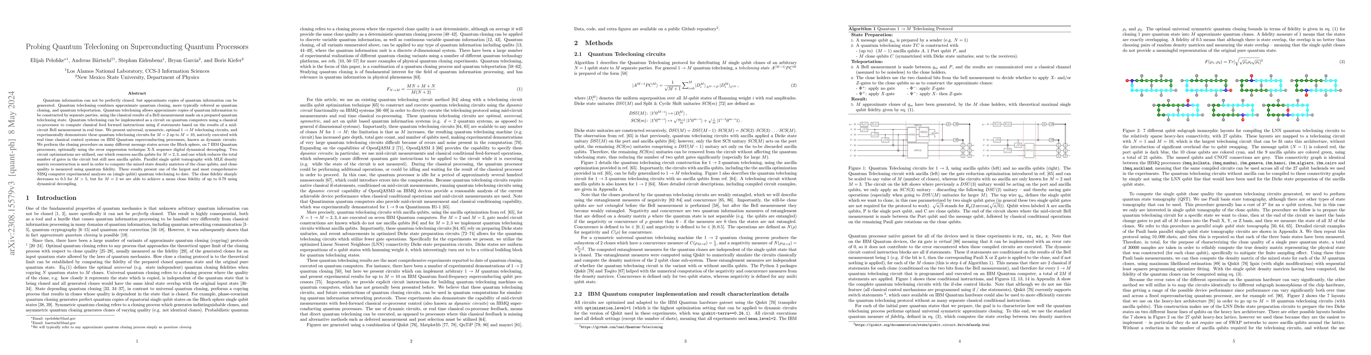 Thumbnail for Probing Quantum Telecloning on Superconducting Quantum Processors