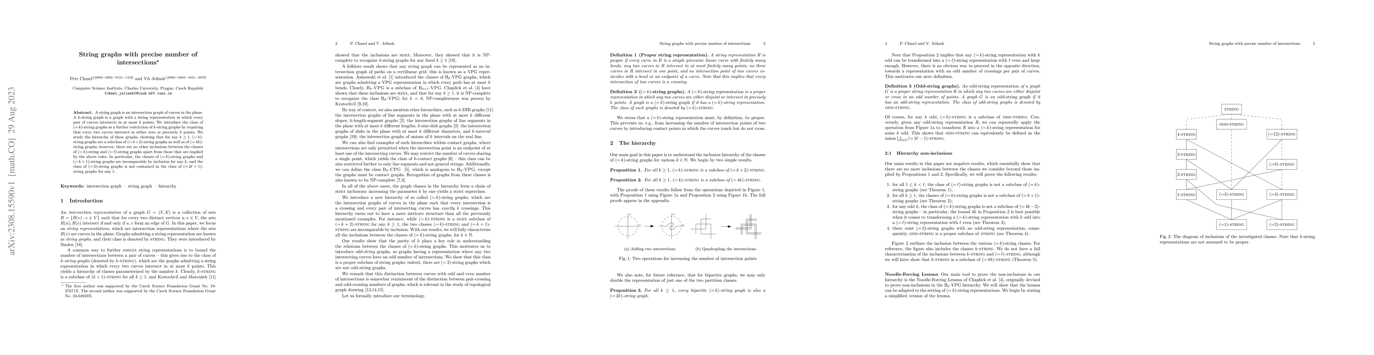 Thumbnail for String graphs with precise number of intersections