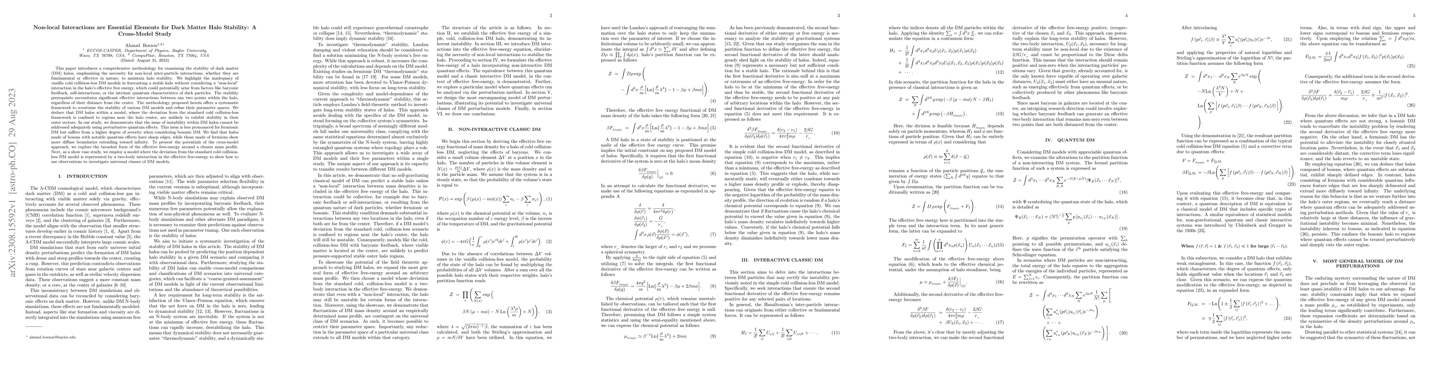 Thumbnail for Non-local Interactions are Essential Elements for Dark Matter Halo
  Stability: A Cross-Model Study