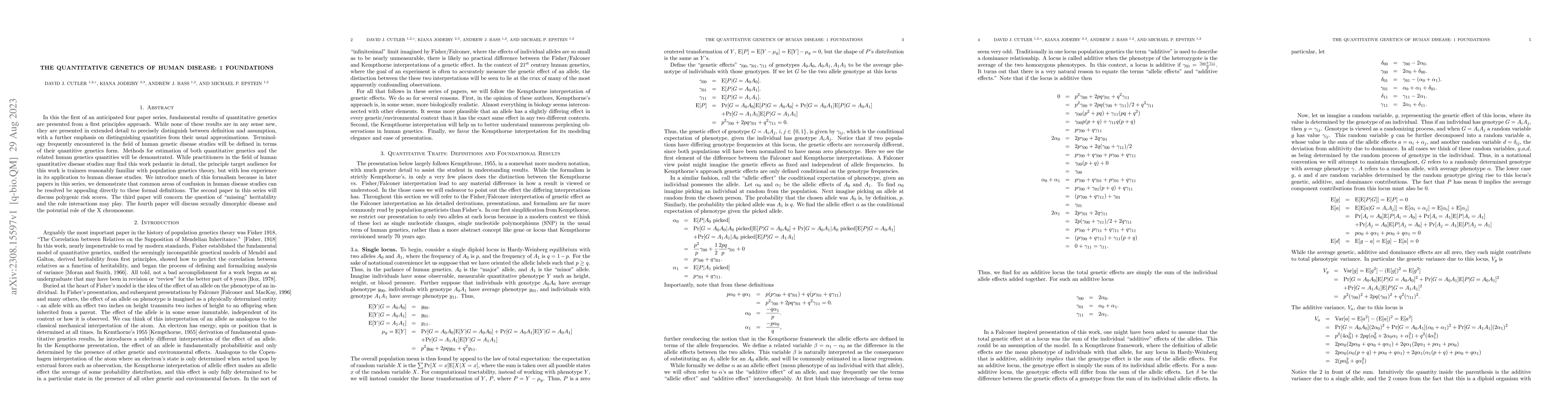 Thumbnail for The Quantitative Genetics of Human Disease: 1 Foundations