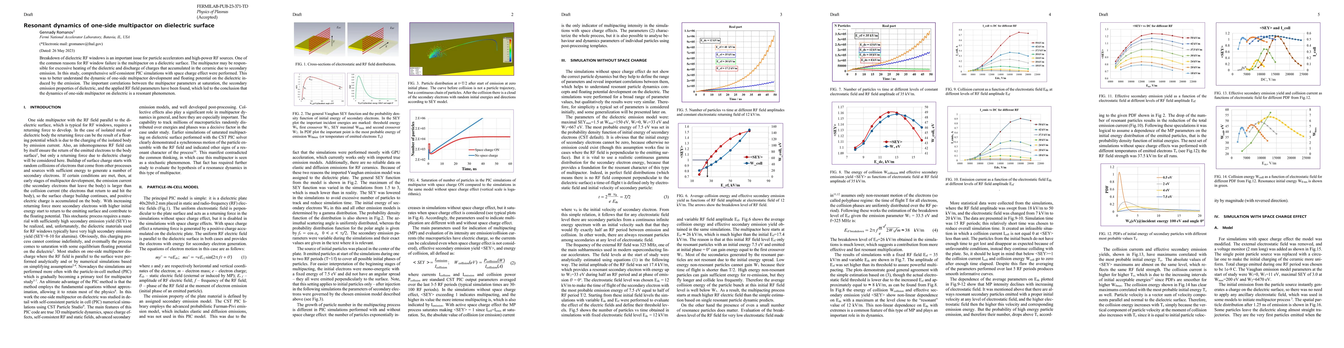 Thumbnail for Resonant dynamics of one-side multipactor on dielectric surface