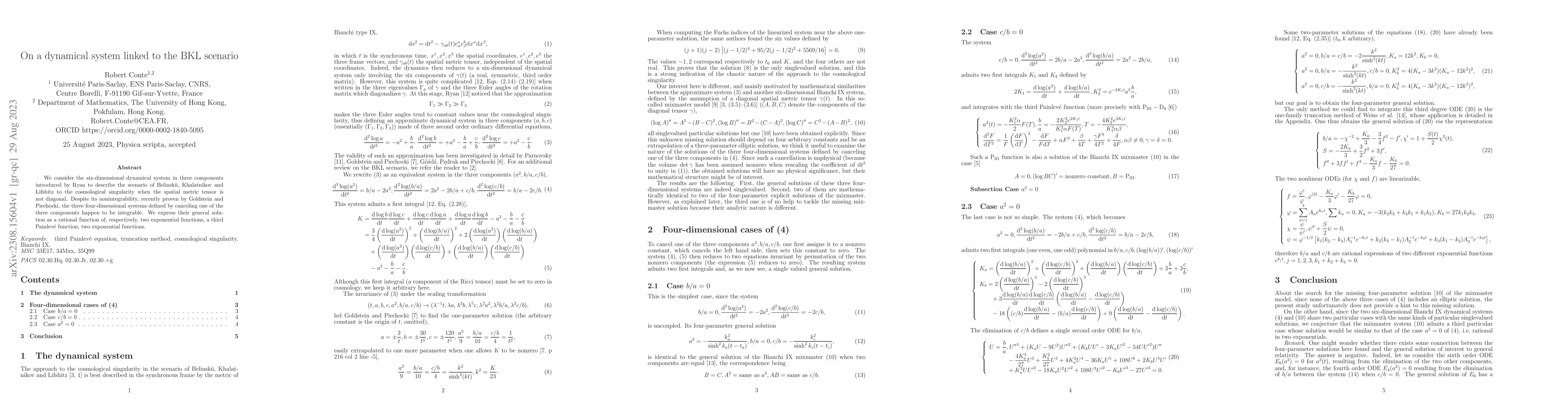 Thumbnail for On a dynamical system linked to the BKL scenario
