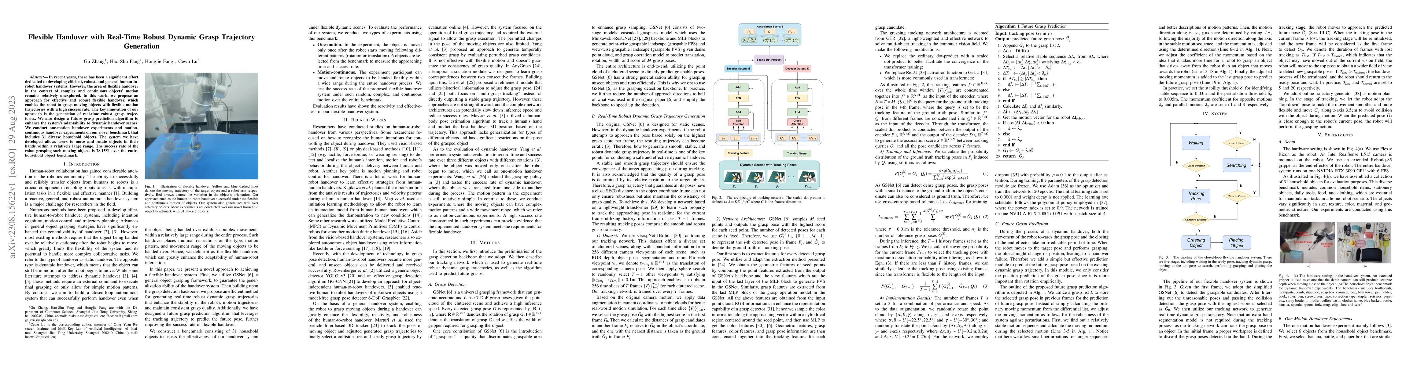 Thumbnail for Flexible Handover with Real-Time Robust Dynamic Grasp Trajectory
  Generation