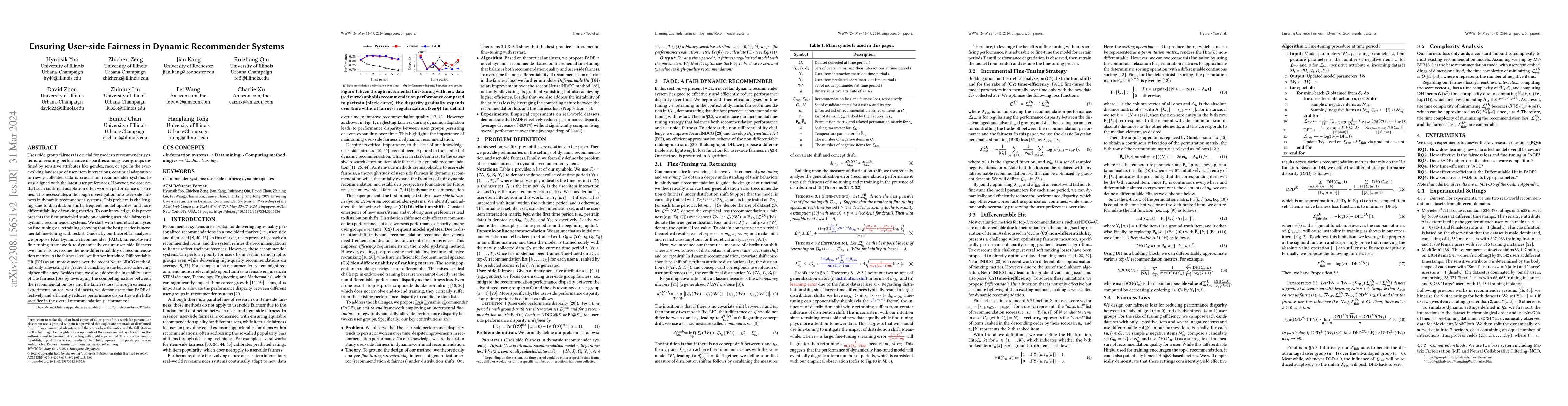 Thumbnail for Ensuring User-side Fairness in Dynamic Recommender Systems