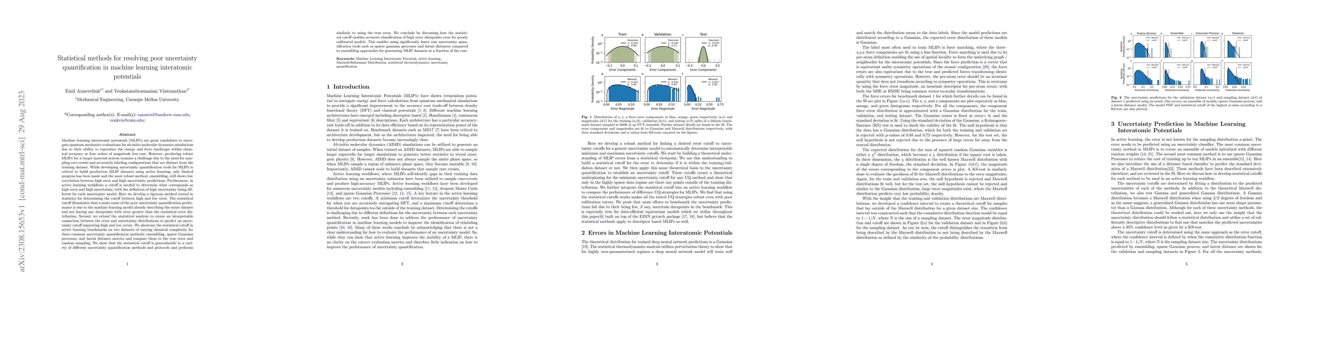 Thumbnail for Statistical methods for resolving poor uncertainty quantification in
  machine learning interatomic potentials