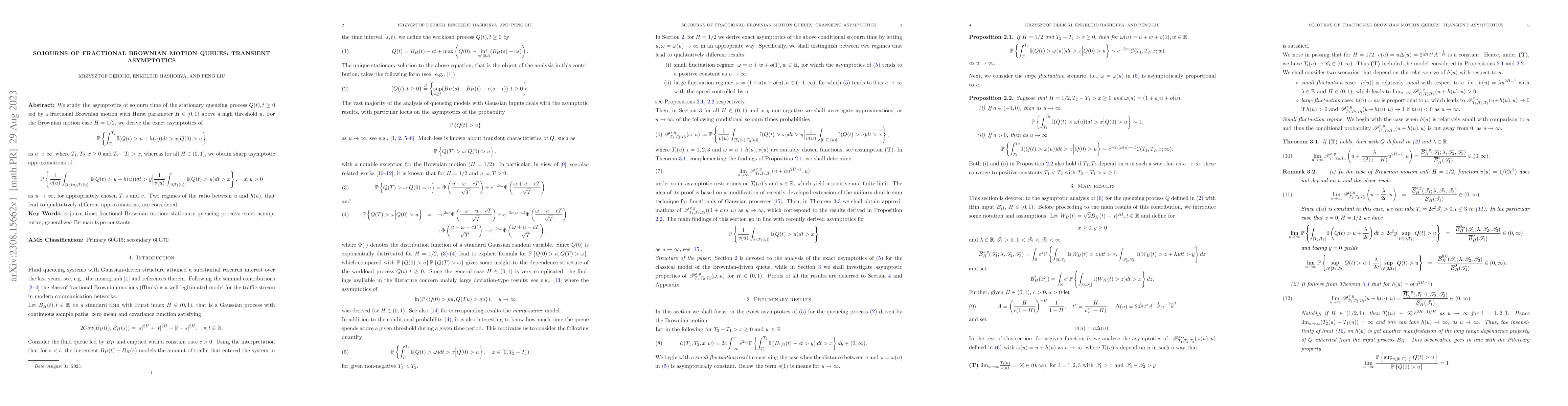 Thumbnail for Sojourns of fractional Brownian motion queues: transient asymptotics