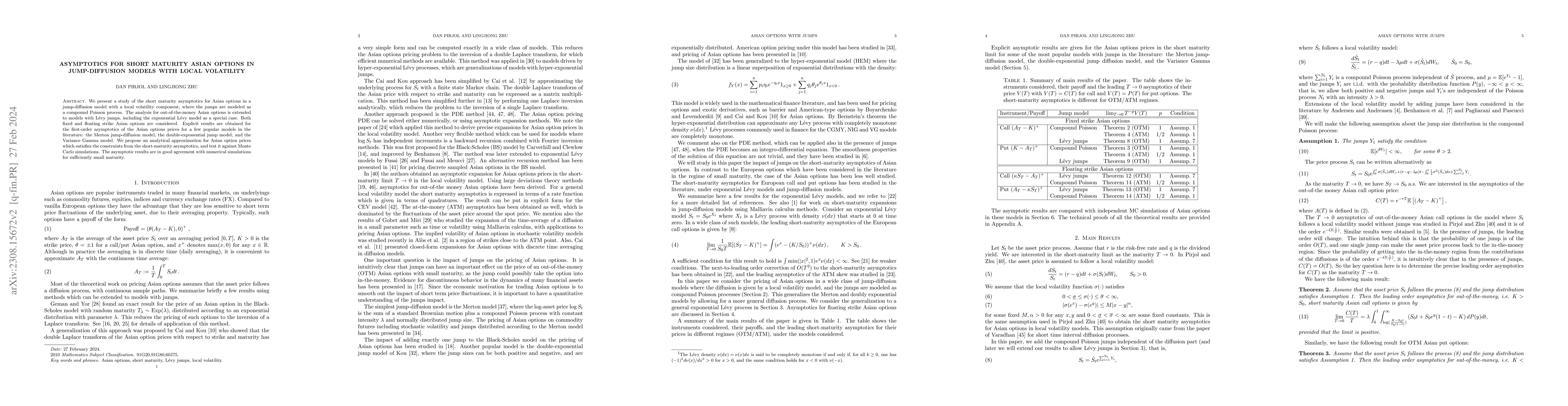 Thumbnail for Asymptotics for Short Maturity Asian Options in Jump-Diffusion models
  with Local Volatility